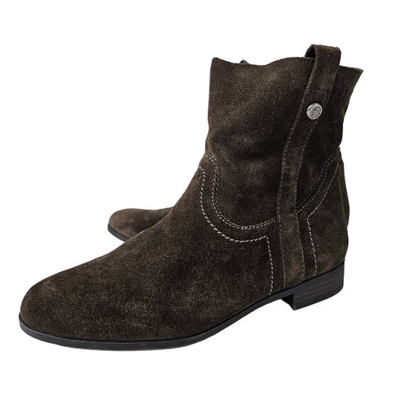Frye Sarah Shortie Suede Booties Chocolate Brown Womens Sz 7.5M - Picture 1 of 7